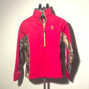 Browning Half Zip Pink Camo Pullover Jacket SzM